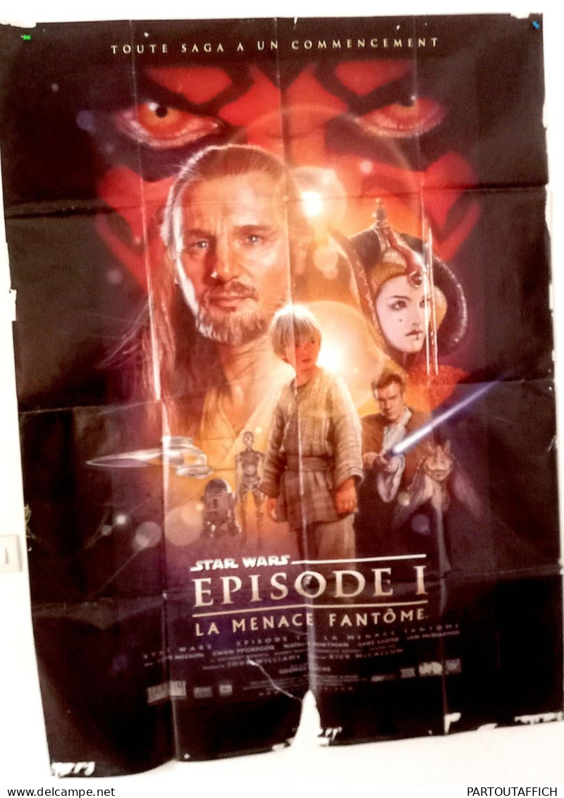 Affiche Ciné Orig STAR WARS ÉPISODE 1 LA MENACE FANTÔME George LUCAS 120X160 Illu Drew Liam NEESON 1999 - Affiches & Posters