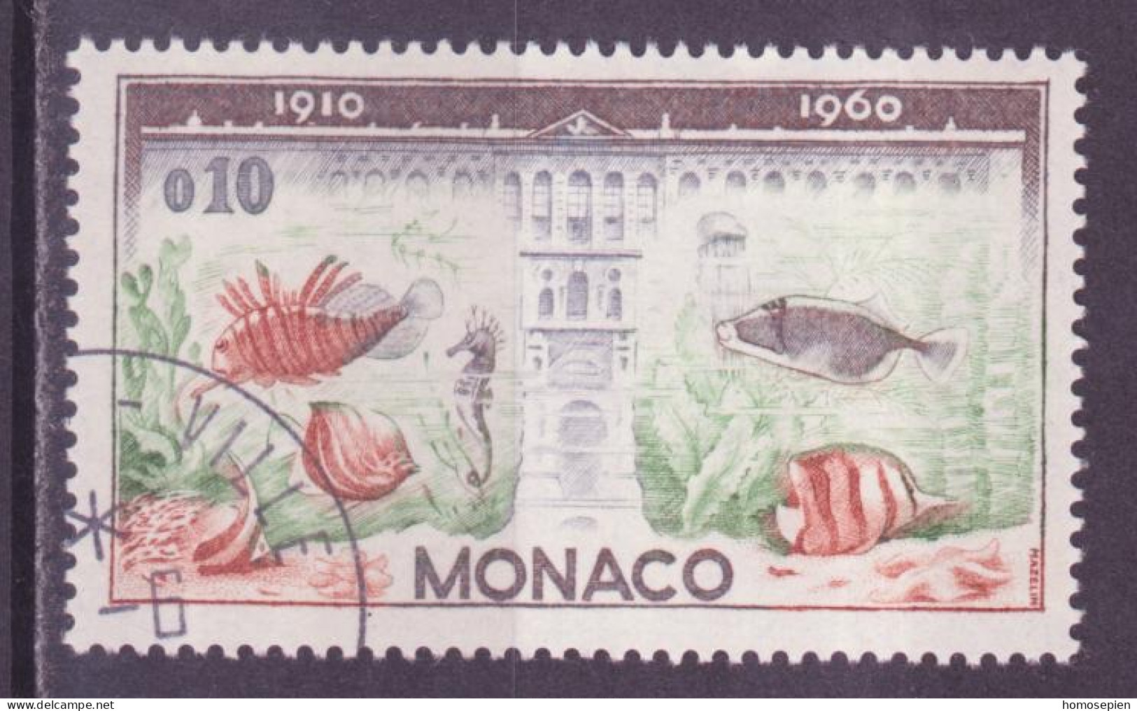 Monaco 1960 Y&T N°527 - Michel N°636 (o) - 10c Aquarium Du Musée Océanographique - Oblitérés