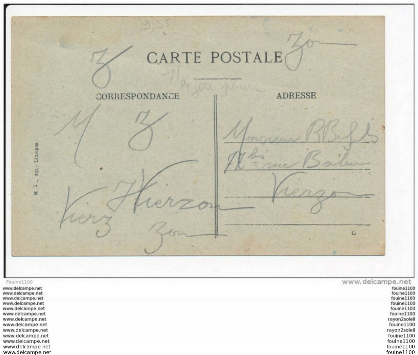 Carte De MASSAY   Château De La Réserve  ( Peu Courante ) ( Recto Verso ) état Moyen - Massay