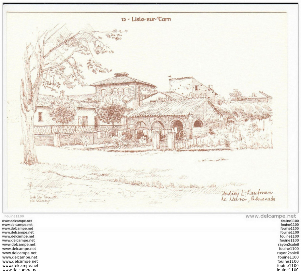 Carte ( Format 15 X 10,50 Cm )  De Lisle Sur Tarn   Dessin Audrey  Kalifmann   ( Recto Verso ) - Lisle Sur Tarn