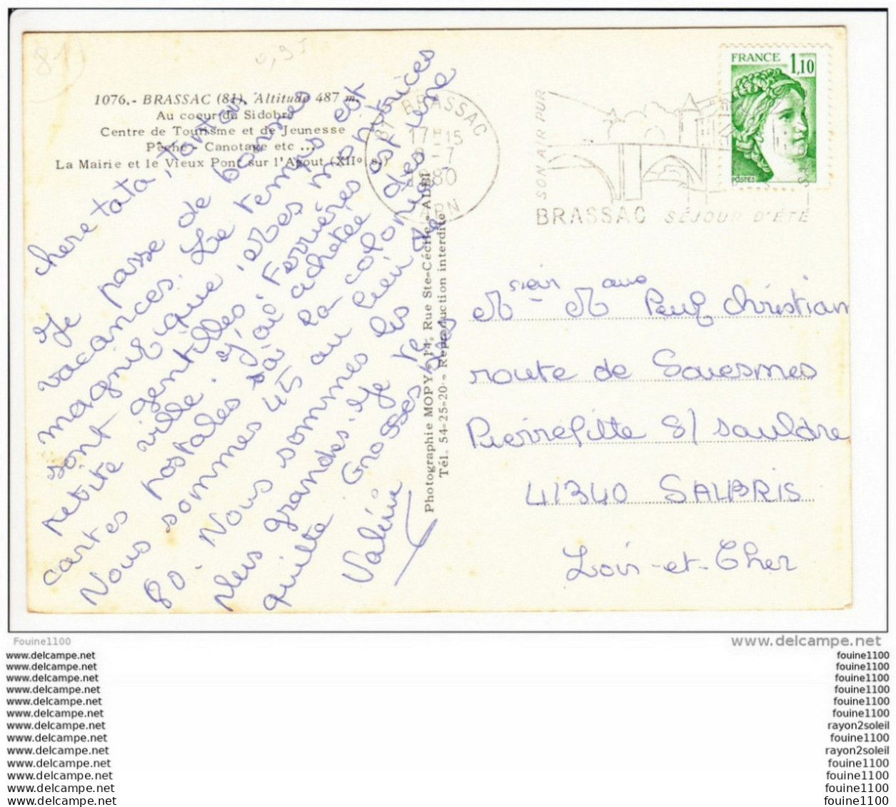 Carte ( Format 15 X 10,50 Cm )  De  Brassac  ( Recto Verso ) - Brassac