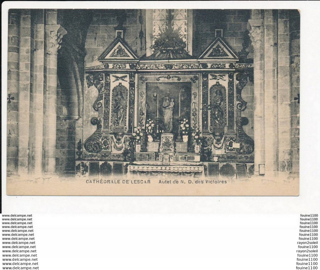 Carte De La Cathédrale De Lescar Autel De Notre Dame Des Victoires  ( Recto Verso ) - Lescar