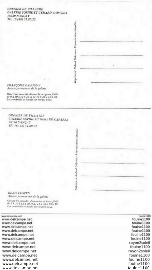 Lot De 2 Cartes ( Format 15,5 X 11 Cm ) De NANCAY Grenier De Villatre Galerie Sophie Et Gérard Capazza ( Recto Verso ) - Nançay