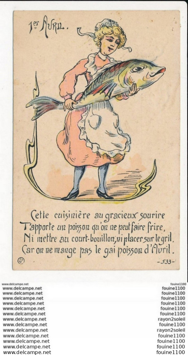 Carte Dessin Humoristique Illustrateur Non Signé ( Mais Style Griff Je Pense à Vérifier ) 1er Avril Poisson (recto Verso - Griff