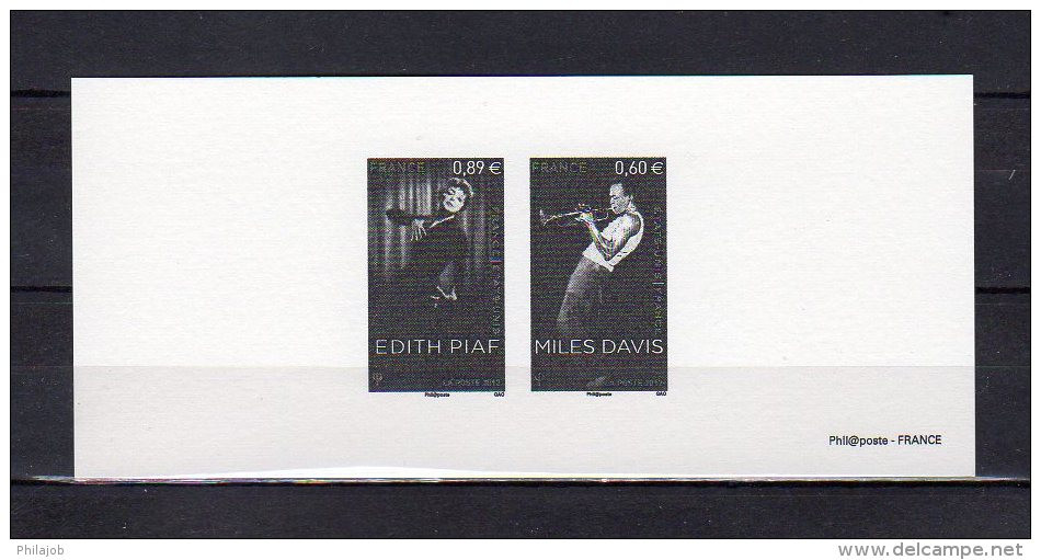 " PIAF / DAVIS " Sur Gravure Officielle De 2012 N° YT 4670 4671 En Parfait état. A Saisir !!! - Chanteurs