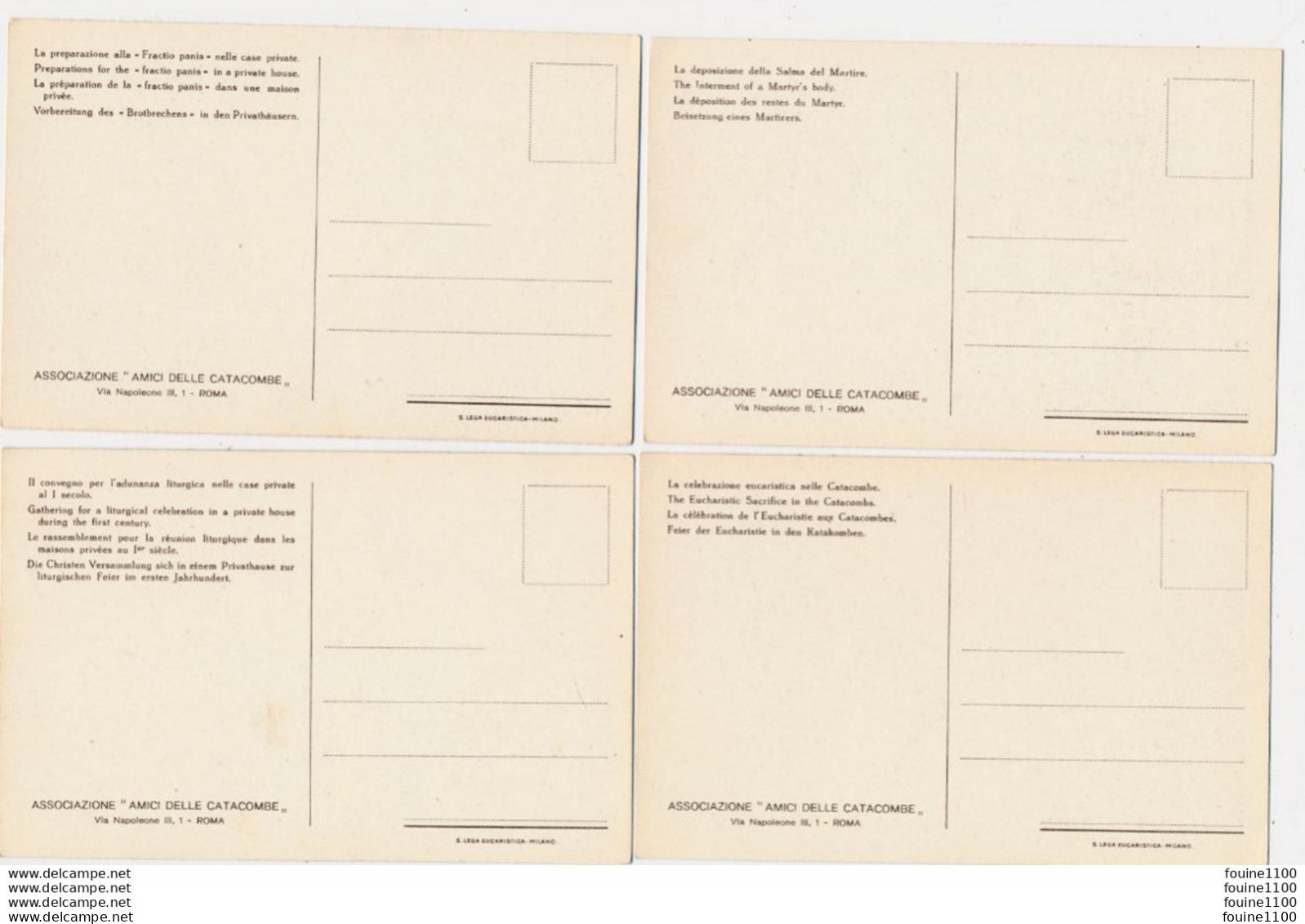 LOT 11 Cartes ASSOCIAZIONE AMICI DELLE CATACOMBE Via Napoleone III ROMA ROME ( Recto Verso ) - Colecciones & Lotes