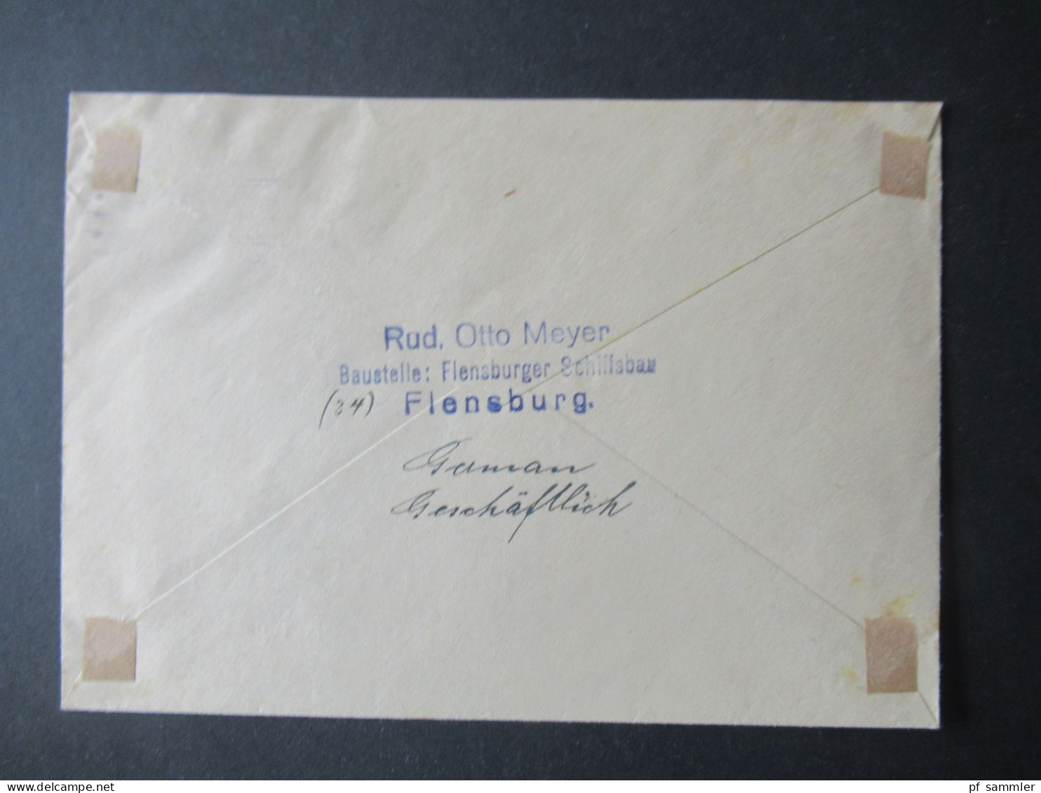 Bizone Am Post 7.2.1946 Engl. Druck Maschinenstempel Flensburg 3 In Violetter Farbe ?!? Nach Hamburg - Storia Postale