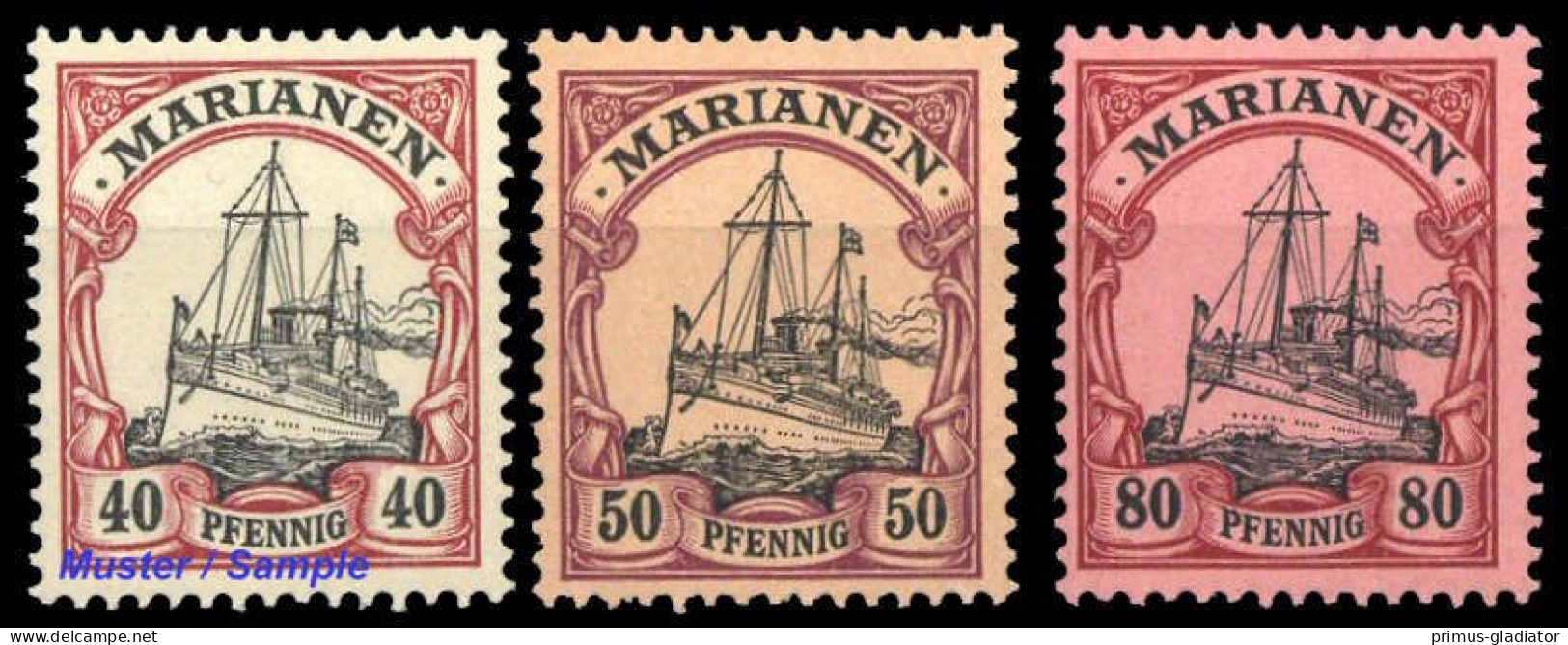 1901, Deutsche Kolonien Marianen, 13-15, ** - Isole Marianne