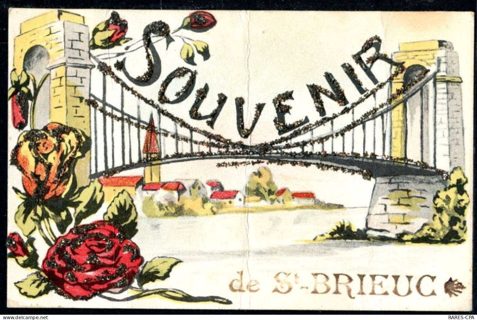 22 - SAINT BRIEUC - Souvenir De Saint Brieuc - Cpa Avec Paillettes - état - Saint-Brieuc