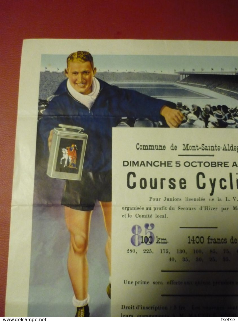 Mont-Sainte-Aldegonde -Affiche D'une Course Cycliste : 1940-1944 - 100 % Original, Unique ( Bien Lire Le Descriptif ) - Morlanwelz