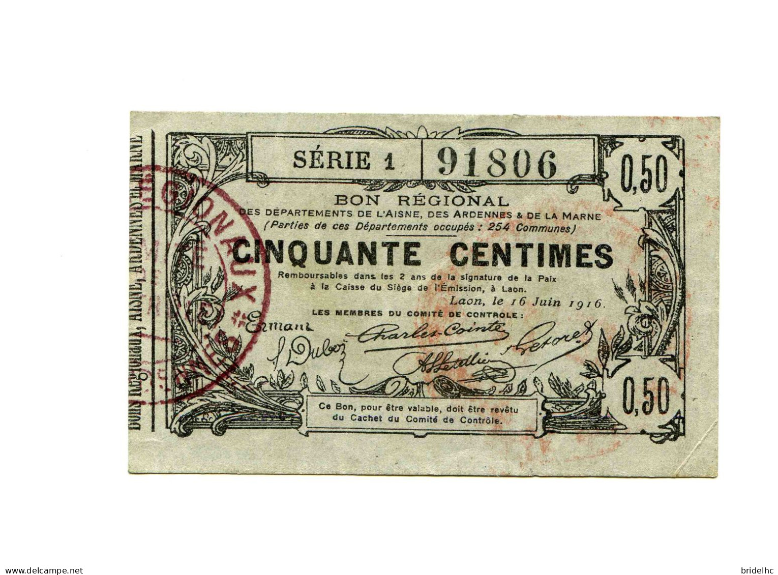 50 Centimes Bon Régional Du Nord Aisne Oise - Bonds & Basic Needs