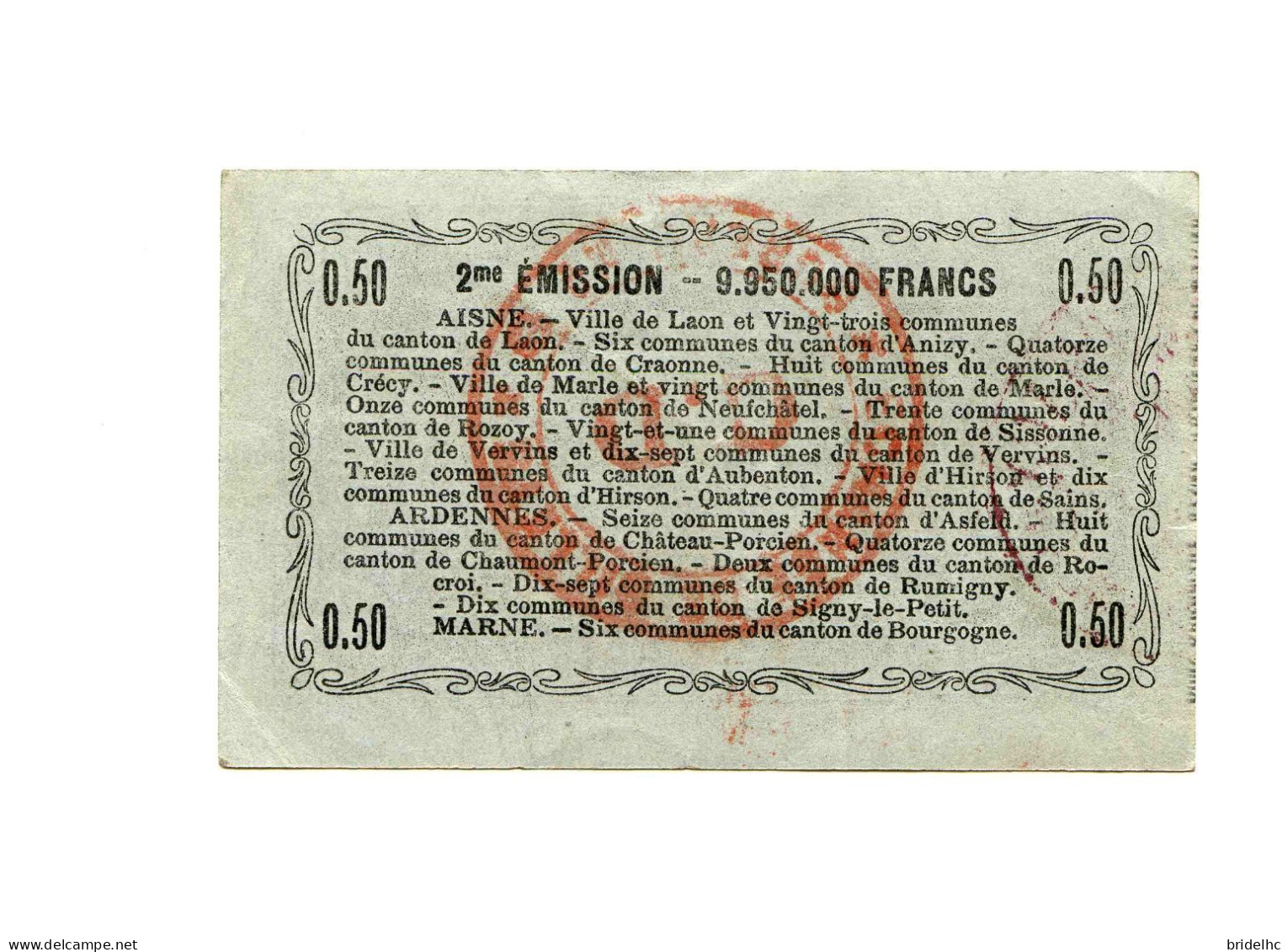 50 Centimes Bon Régional Du Nord Aisne Oise - Bons & Nécessité