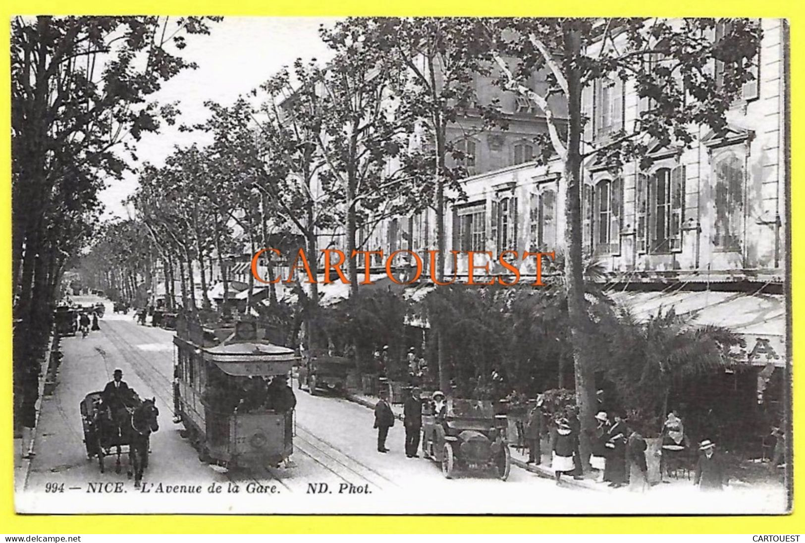 CPA NICE  Avenue De La Gare ( Voyagée 1915 ) - Traffico Stradale – Automobili, Autobus, Tram