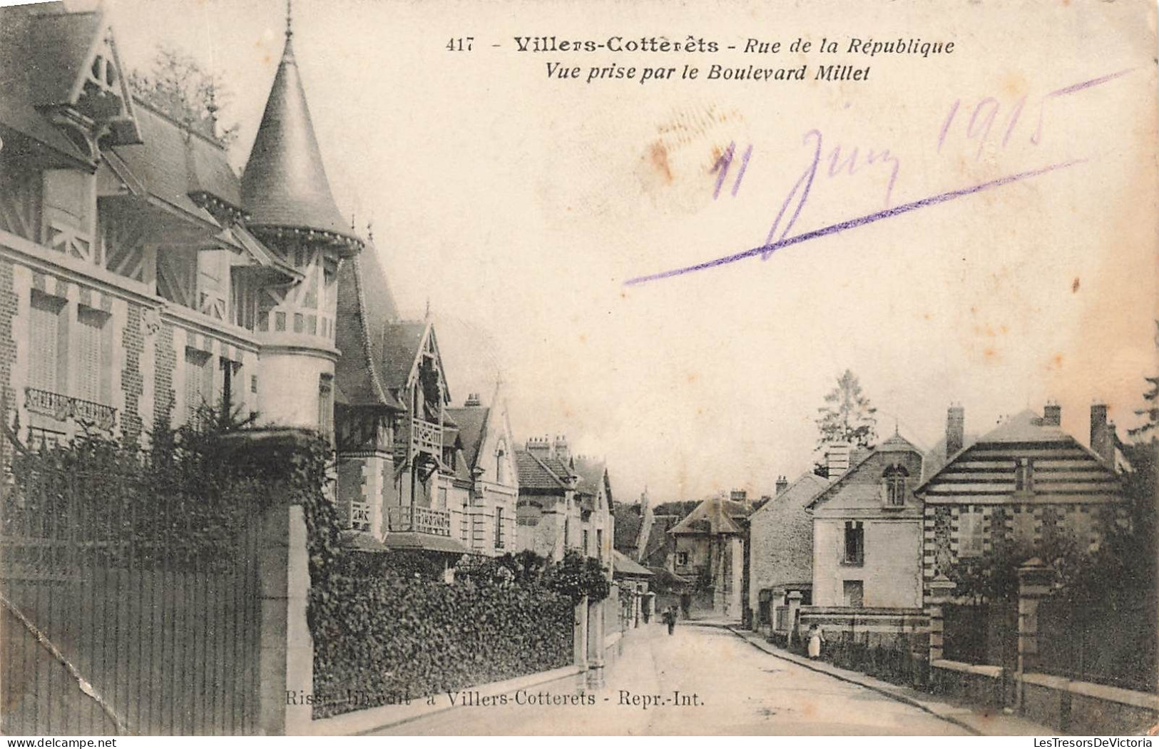 FRANCE - Villers Cotterêts - Rue De La République - Vue Prise Par Le Boulevard Millet - Carte Postale Ancienne - Villers Cotterets