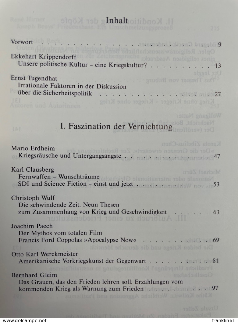 Der Krieg In Den Köpfen : Beiträge Zum Tübinger Friedenskongress Krieg - Kultur - Wissenschaft. - Filosofía