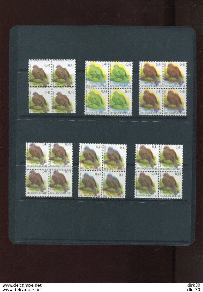 Belgie Andre Buzin Birds 3135 0.41€ Foutdruk VERSCHOVEN TANDING/KLEUR Selectie 12 BLOKKEN VAN 4 ZM RRR - Non Classés