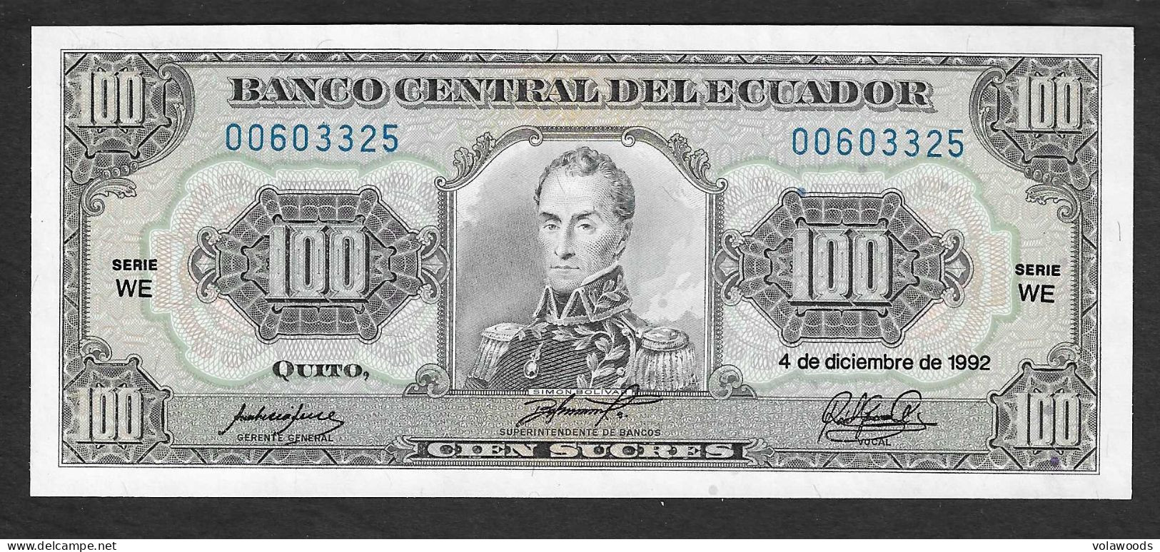 Ecuador - Banconota Non Circolata FdS UNC Da 100 Sucres P-123Ab.4 - 1992 #19 - Ecuador