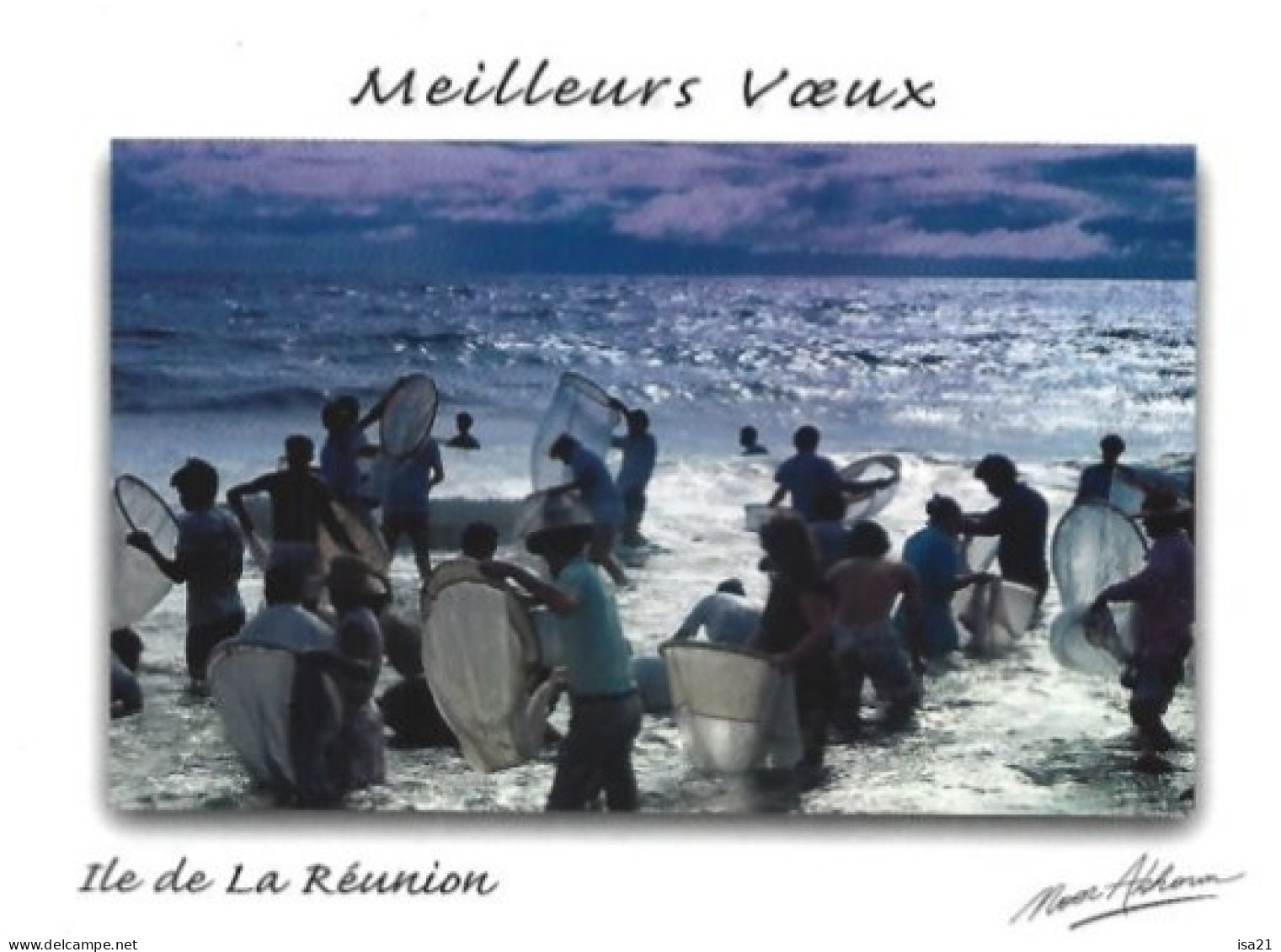 Carte Postale: Meilleurs Vœux: LA REUNION: La Pêche Aux Bichiques à Saint-Benoît. - Saint Benoît