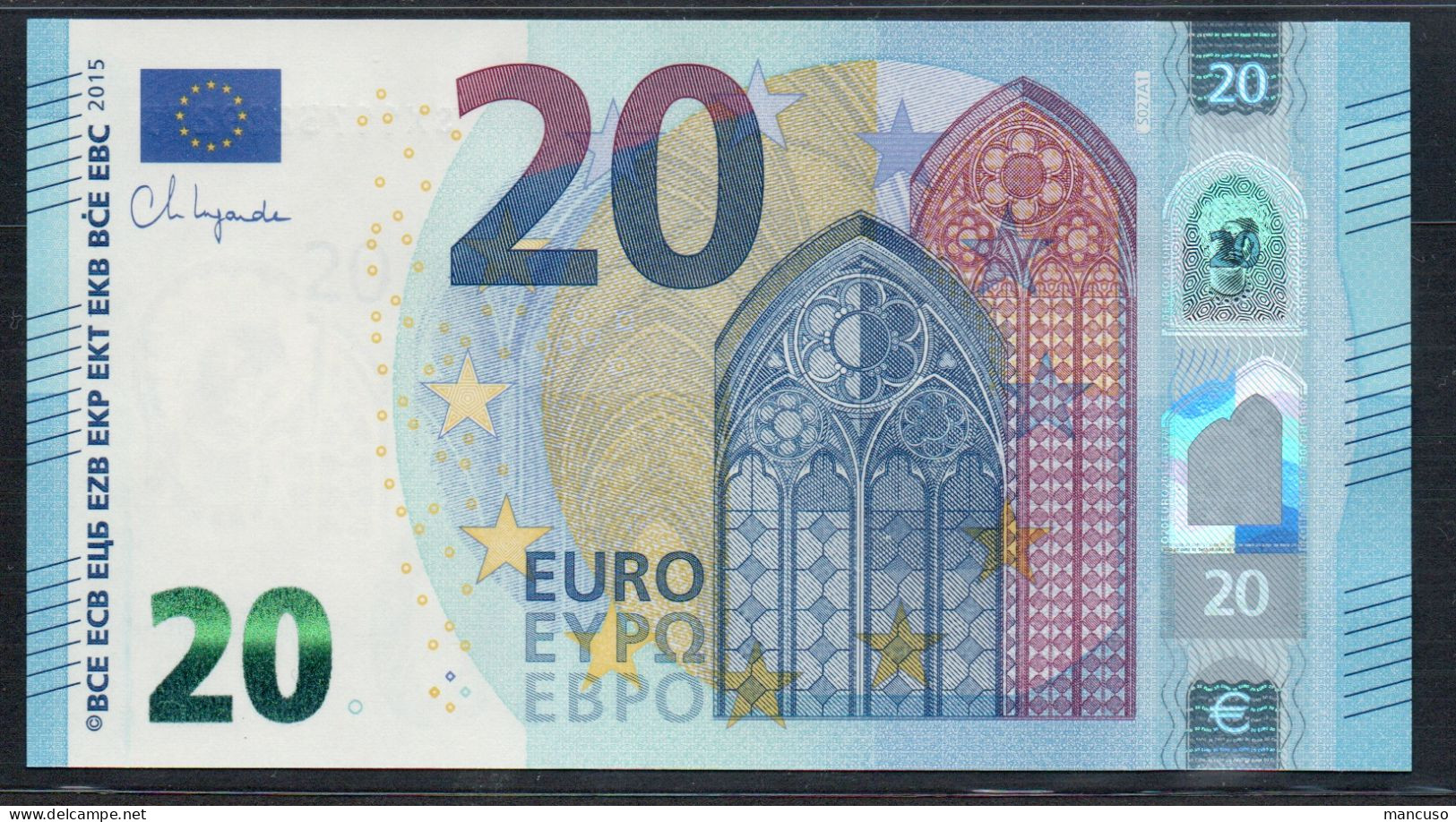 EURO 20  ITALIA SX  S027 A1 FIRST POSITION  "17"  LAGARDE  UNC - 20 Euro