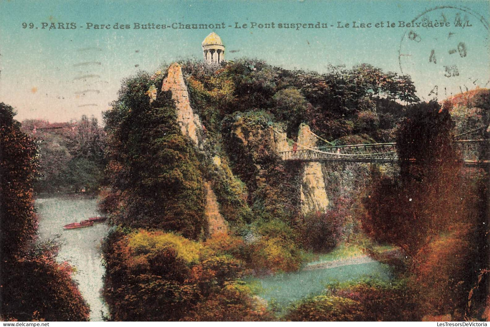 FRANCE - Paris - Parc Des Buttes Chaumont - Le Pont Suspendu - Le Lac Et Le Belvédère - Carte Postale Ancienne - Other Monuments