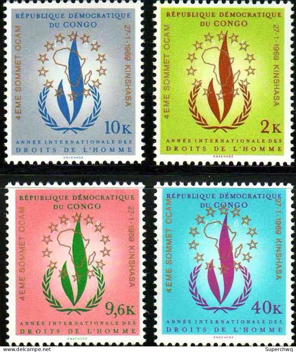 Congo 1969 International Year Of Human Rights African Summit Stamped，4v MNH - Neufs