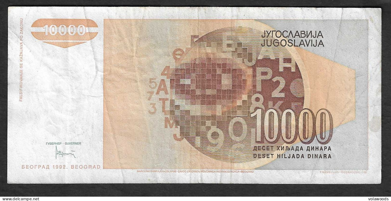 Jugoslavia - Banconota Circolata Da 10.000 Dinari P-116a - 1992 #19 - Yougoslavie