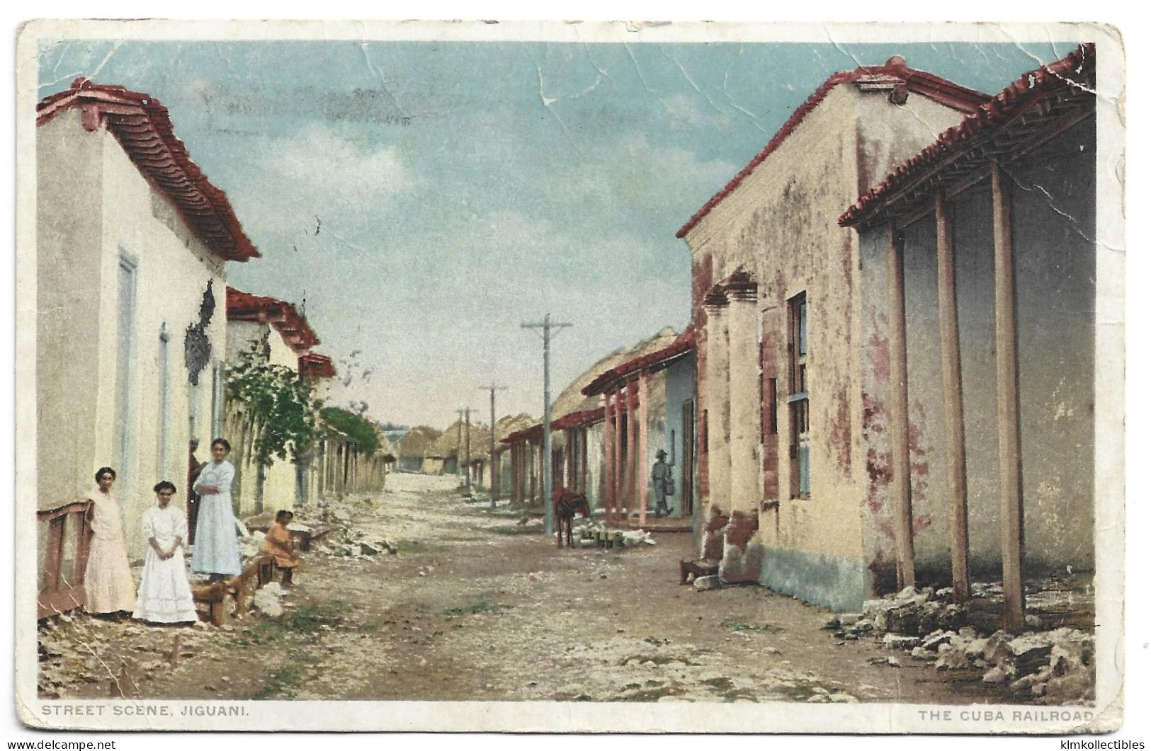 CUBA - GOBIERNO REVOLUCIONARIO OVERPTINT 1933 SLAOGAN PROPAGANDA MACHINE CANCEL - JIGUANI PC STREET SCENE - Lettres & Documents