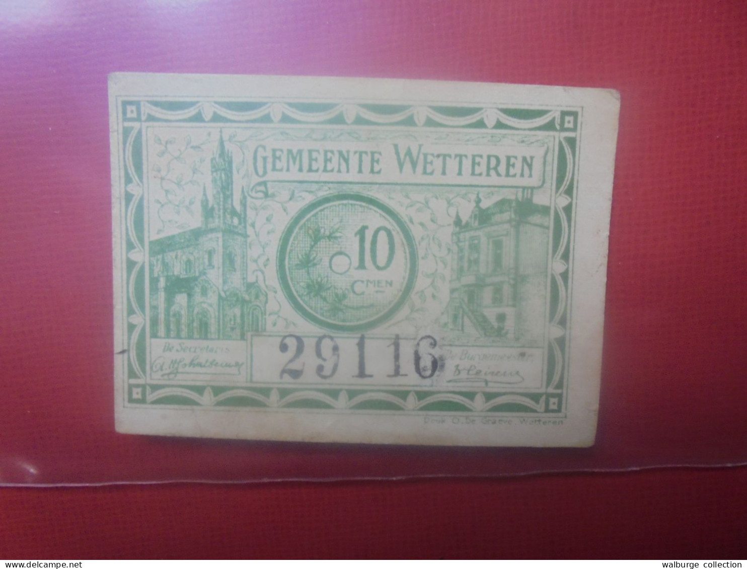 WETTEREN 10 Centimes 1918 (NECESSITE) Circuler (B.18) - Collections