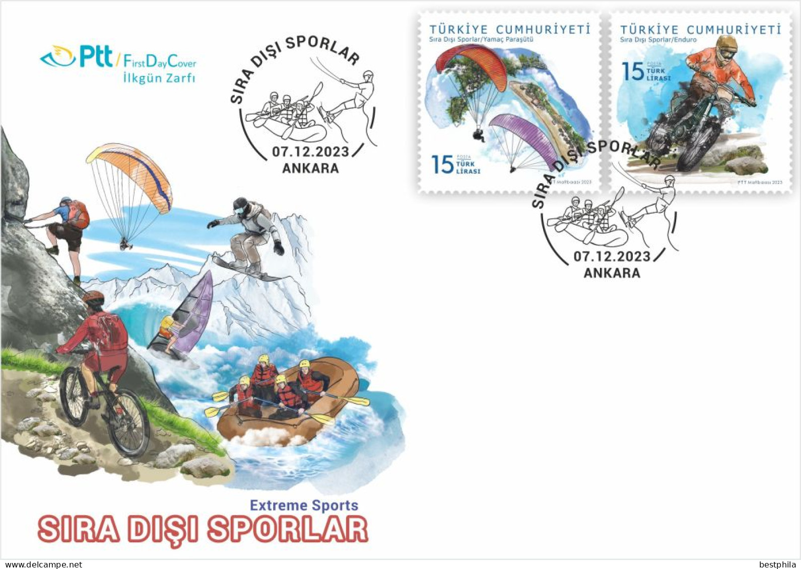 Turkey - 2023 - Extreme Sports ( Parachute And Motocross) - FDC - Cartas & Documentos