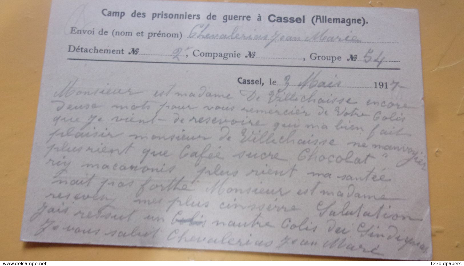 WWI KRIEGSGEFANGENENDUNG  FELDPOSKARTE KASSEL CASSEL CAMP PRISONNIERS DE GUERRE  1917 - Courriers De Prisonniers