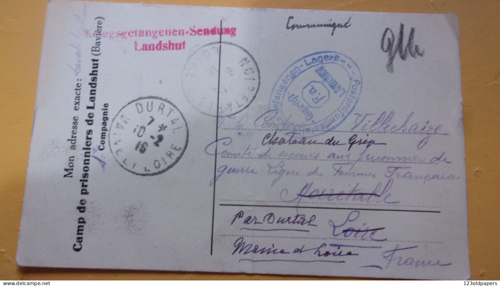 WWI KRIEGSGEFANGENENDUNG  LANDSHUT GEFANGENEN BAVIERE CAMPS DE PRISONNIERS - Prisoners Of War Mail