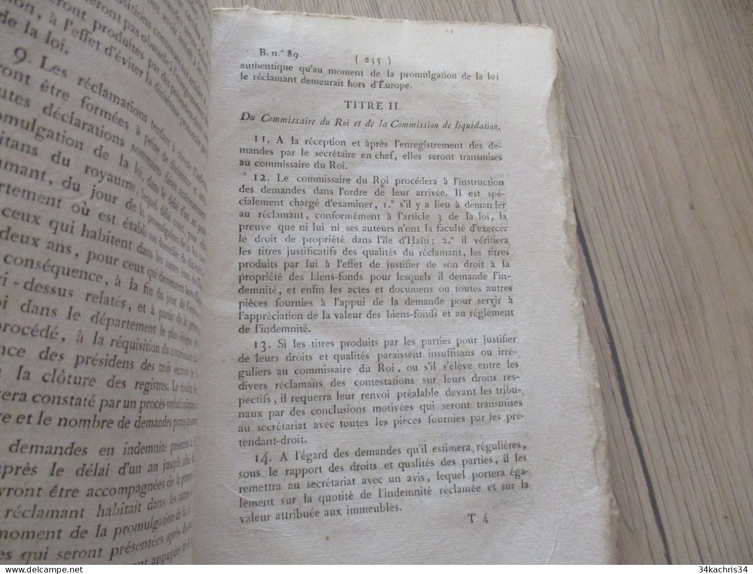 Bulletin Des Lois N°89 09/05/1826 Idemnité Des Anciens Colons De Saint Domingue 27 P Liste Des Colons - Décrets & Lois