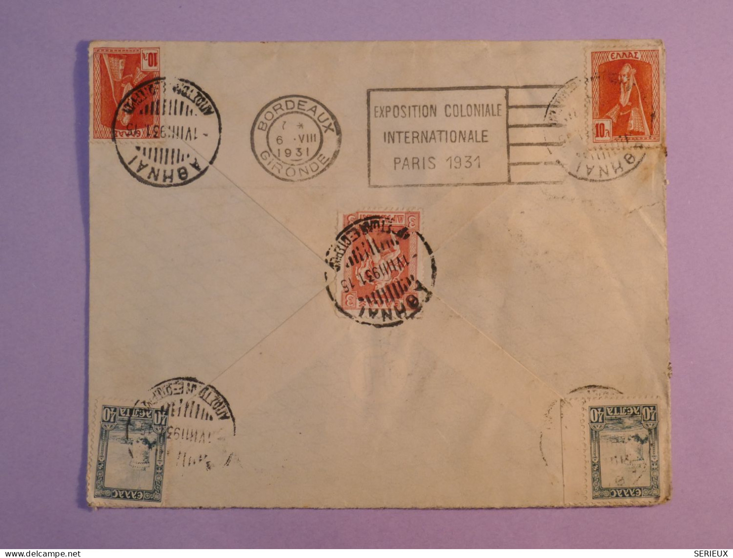 AP0  GRECE   BELLE LETTRE  1931 ATHENES A BORDEAUX    FRANCE +  +AFF.  INTERESSANT+++ - Lettres & Documents