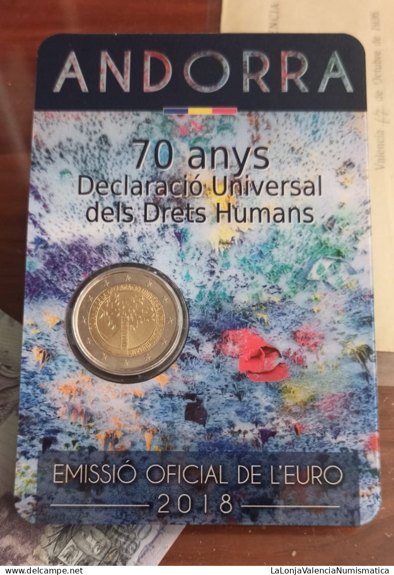 Andorra 2 Euros Declaración Universal De Los Derechos Humanos 2018 Km 535 Sc Unc - Andorra