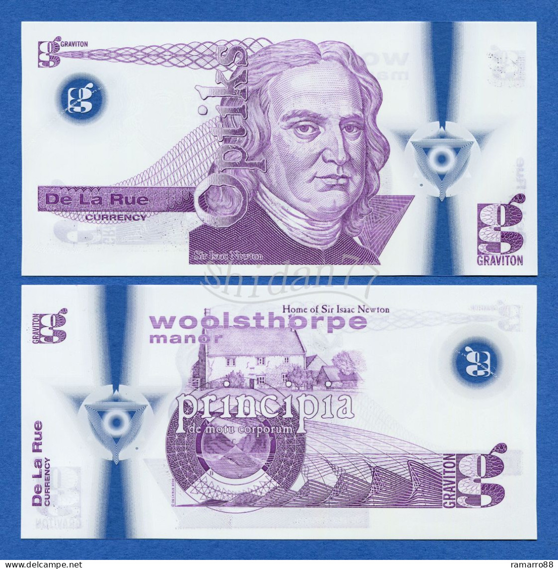 De La Rue Currency - Isaac Newton Optiks Graviton - Polymer Specimen Test Note Unc - Ficción & Especímenes