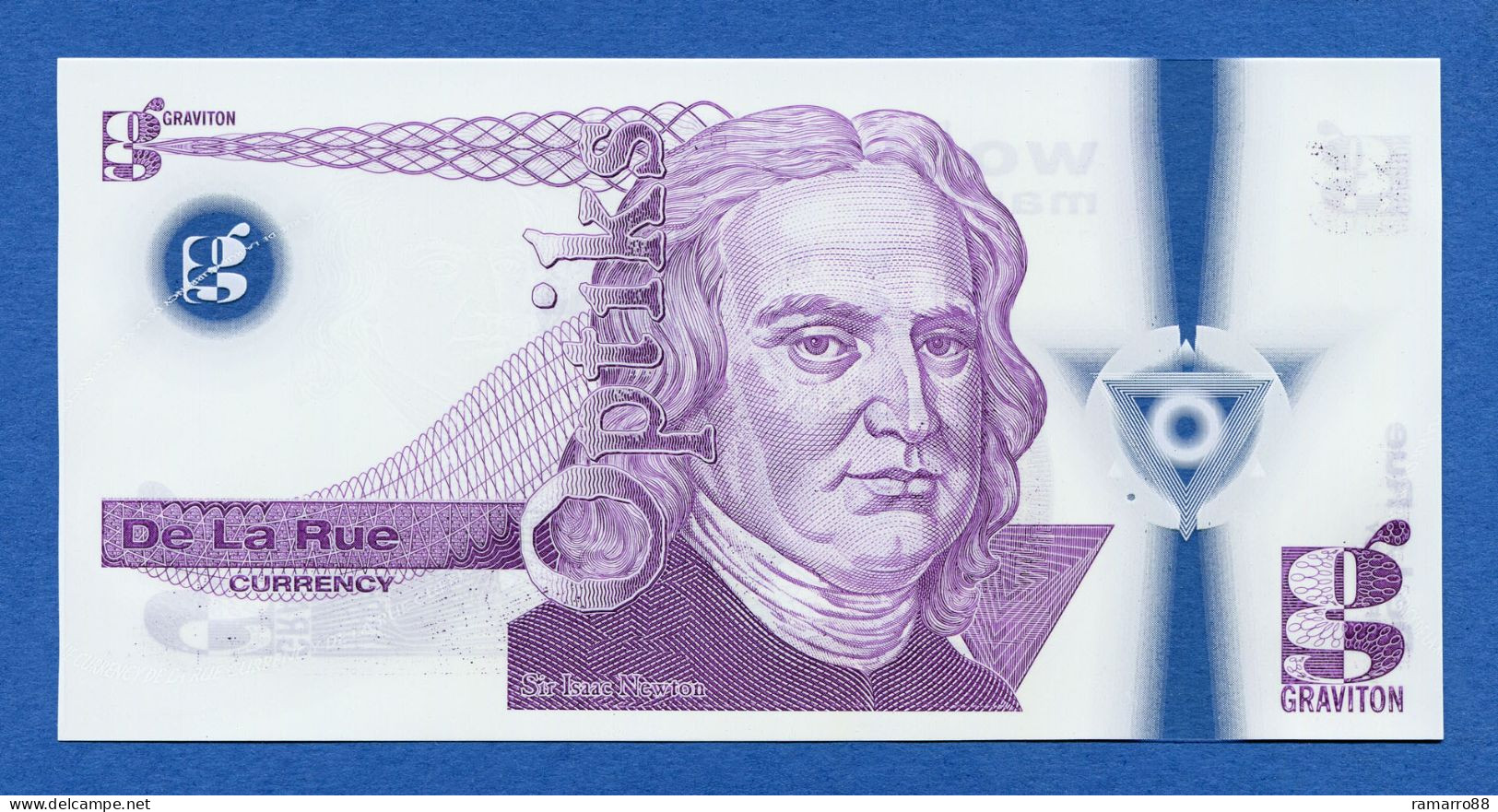 De La Rue Currency - Isaac Newton Optiks Graviton - Polymer Specimen Test Note Unc - Fiktive & Specimen