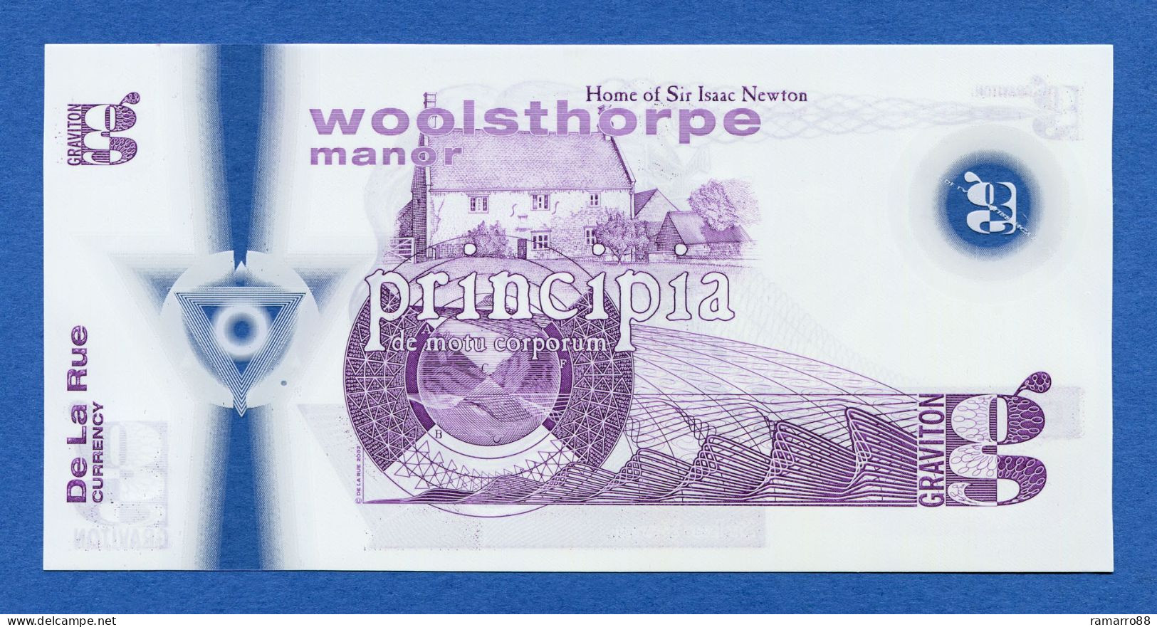 De La Rue Currency - Isaac Newton Optiks Graviton - Polymer Specimen Test Note Unc - Fiktive & Specimen