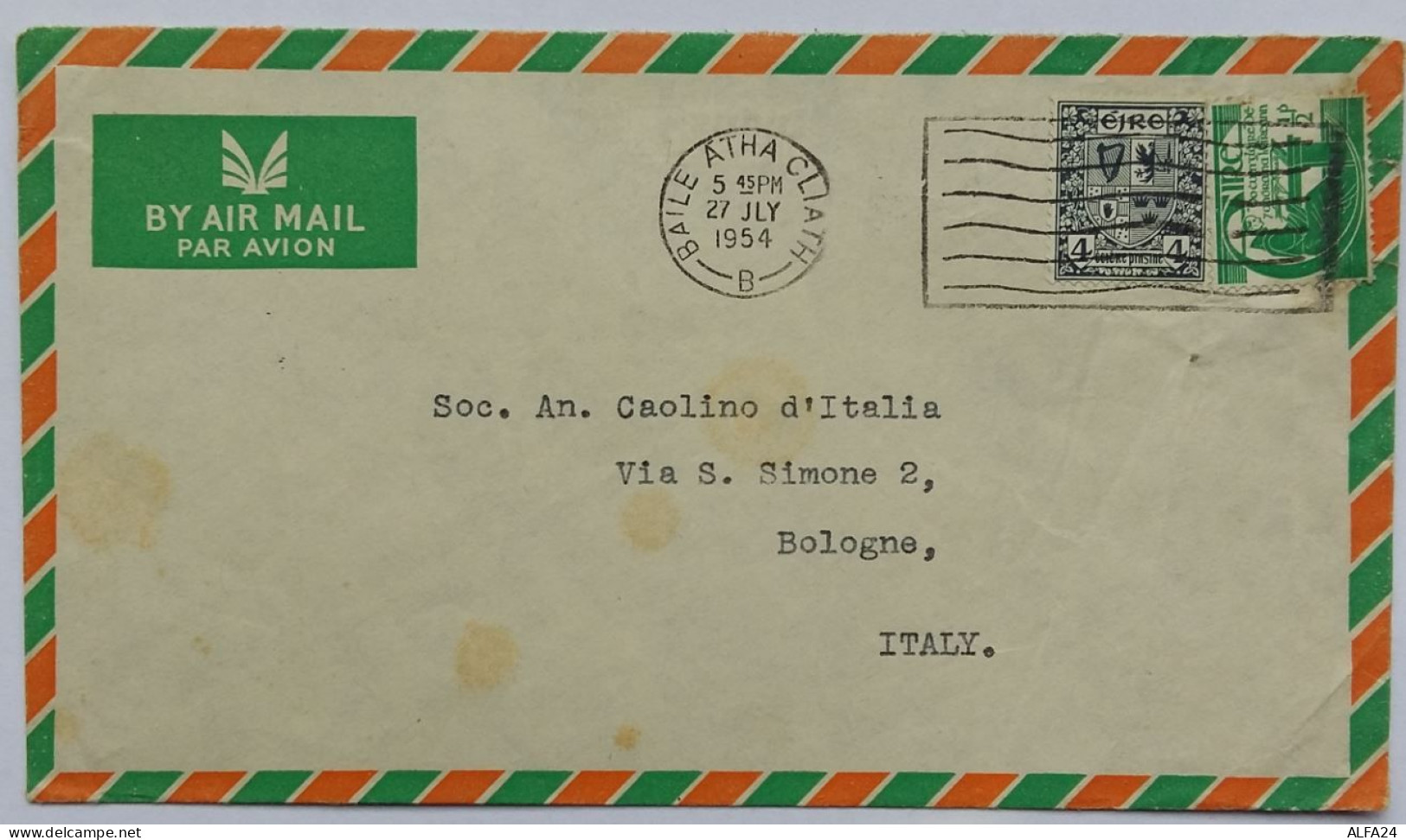 LETTERA 1954 EIRE DIRETTA BOLOGNA (AX202 - Lettres & Documents