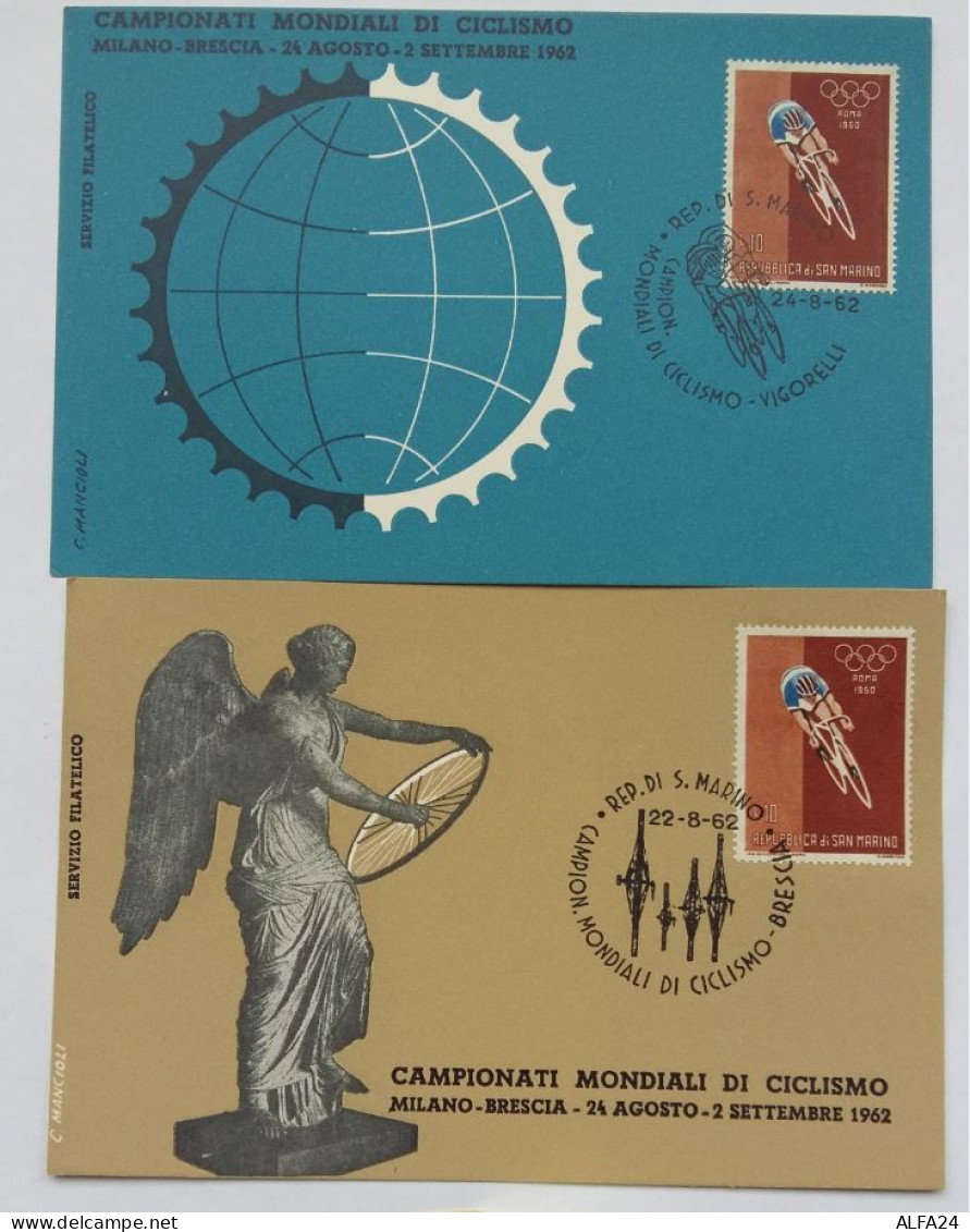 COPPIA MAXIMUM CARD 1962 SAN MARINO MONDIALI CICLISMO (AX186 - Varietà & Curiosità