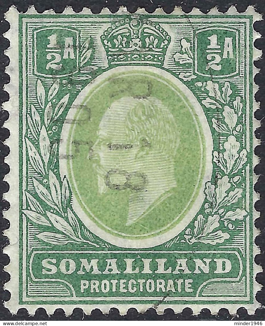 SOMALILAND PROTECTORATE 1905 KEDVII 1/2a Dull Green & Green SG45 FU - Somaliland (Protectoraat ...-1959)
