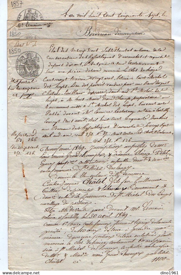 VP22.721 - AVRANCHES - 3 Actes De 1850 / 57 - Concernant M. CHATEL, Tailleur De Pierre à SAINT MICHEL DES LOUPS .... - Manuscripts