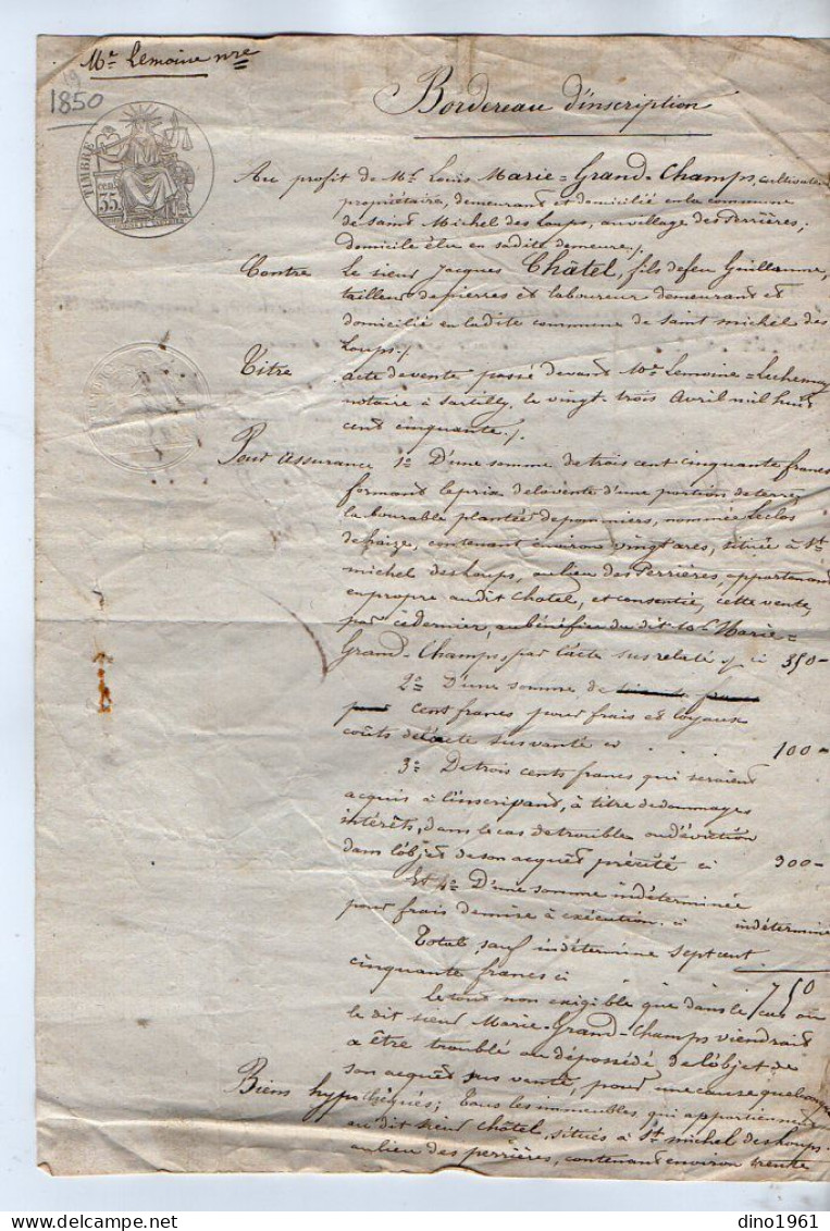 VP22.721 - AVRANCHES - 3 Actes De 1850 / 57 - Concernant M. CHATEL, Tailleur De Pierre à SAINT MICHEL DES LOUPS .... - Manuscrits