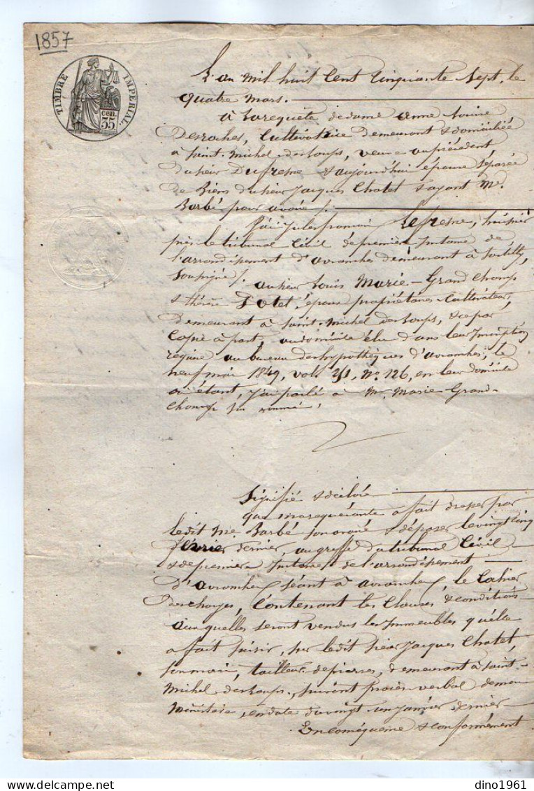 VP22.721 - AVRANCHES - 3 Actes De 1850 / 57 - Concernant M. CHATEL, Tailleur De Pierre à SAINT MICHEL DES LOUPS .... - Manuscrits