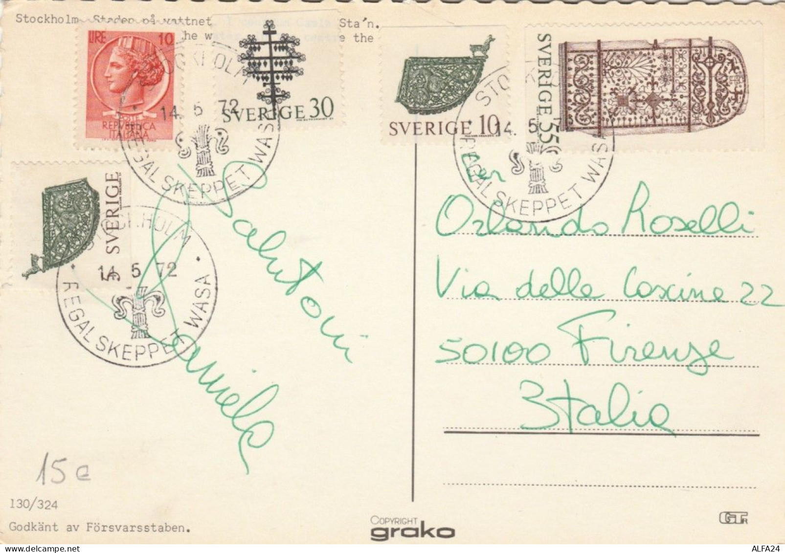 CARTOLINA 1972 DA STOCCOLMA AFFRANCATURA MISTA ITALIANA SVEDESE (EX767 - Storia Postale