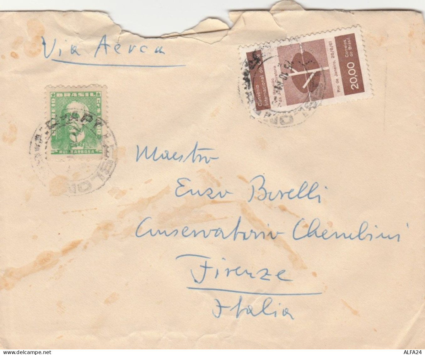 LETTERA BRASILE -STRAPPI IN ALTO-1961 (EX422 - Storia Postale