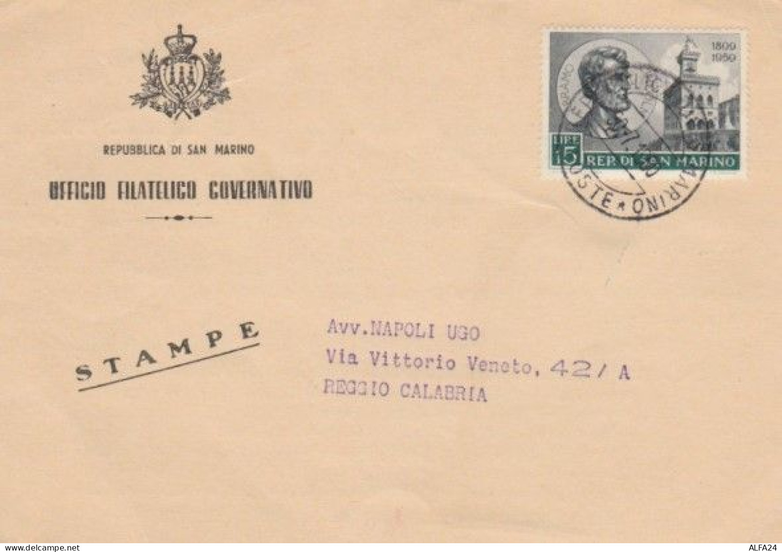 LETTERA 1959 REP.SAN MARINO L.15 (EX292 - Lettres & Documents