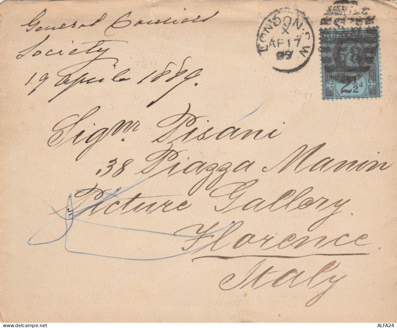 LETTERA 1889 2 1/2 TIMBRO LONDON REGNO UNITO (EX763 - Cartas & Documentos