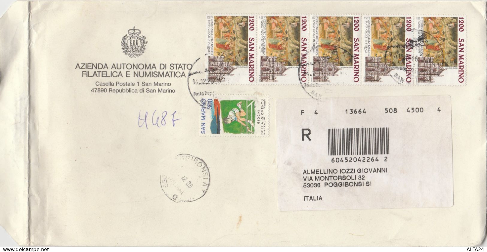 LETTERA 2006 SANMARINO PLURIAFFRANCATA (GX198 - Cartas & Documentos