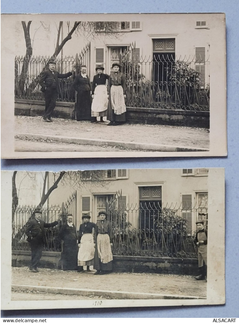 2 Cartes Photo D'une Maison Avac La Famille - A Identifier