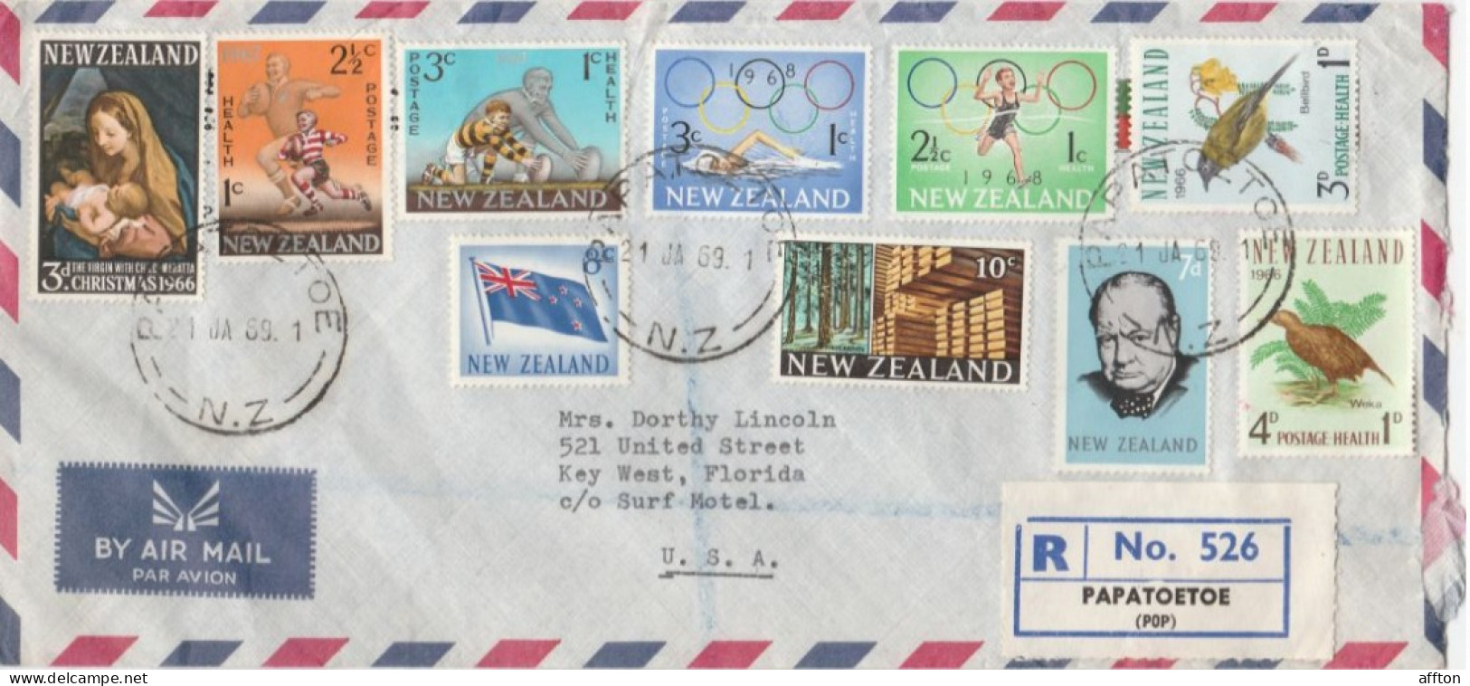 New Zealand 1969 Registered Cover Mailed - Cartas & Documentos